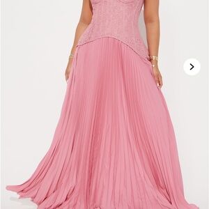 Daniella Lace Corset Pleated Maxi Dress